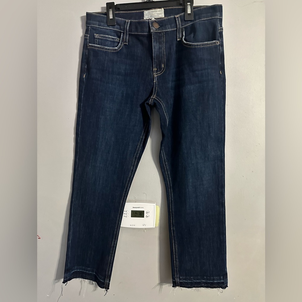 Current/Elliot The Cropped Straight Hampton with Released Hem Dark Wash Size 28
